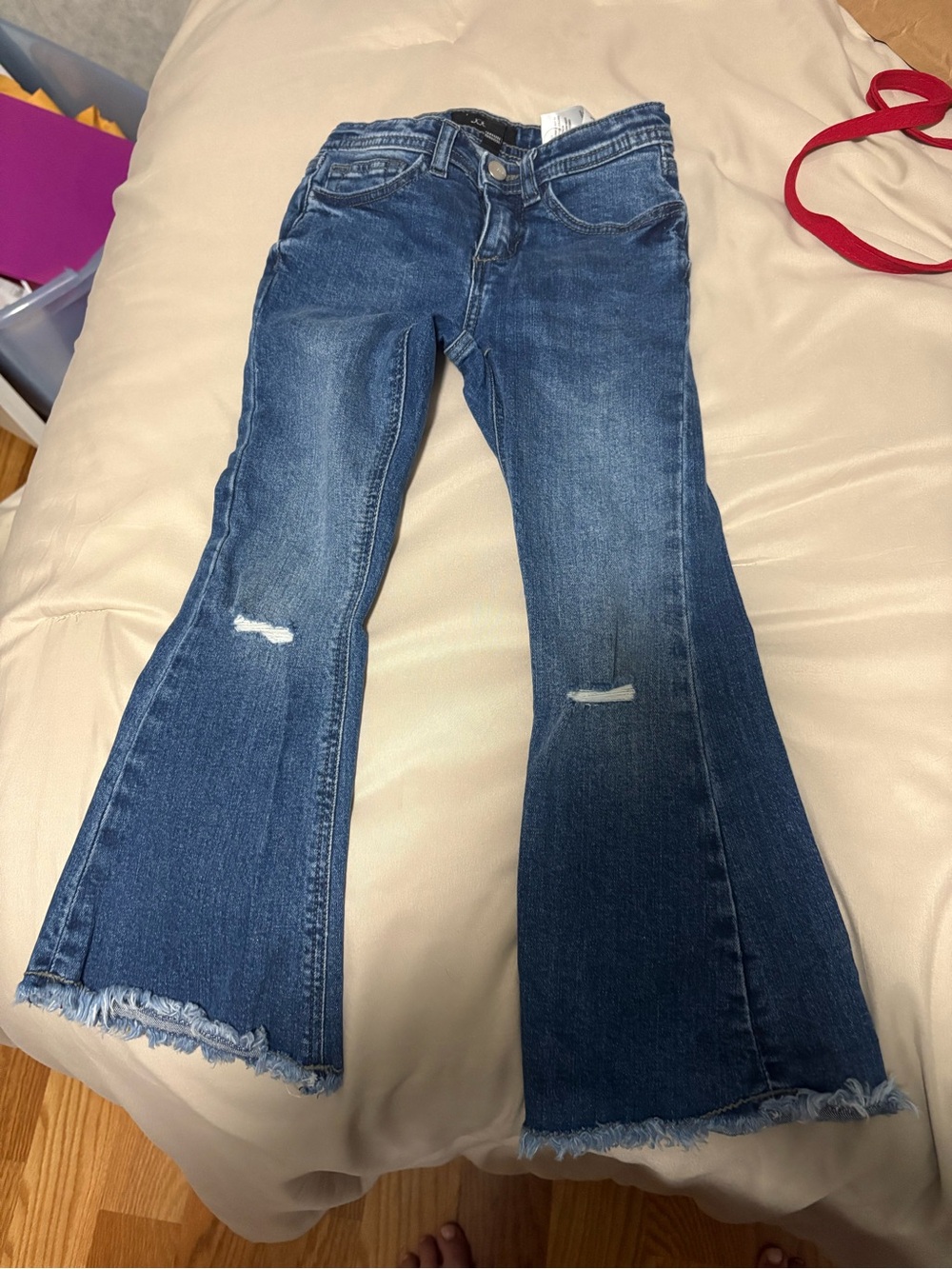 Joe's Jeans Dark Blue Distressed Wide-Leg Flare Jeans